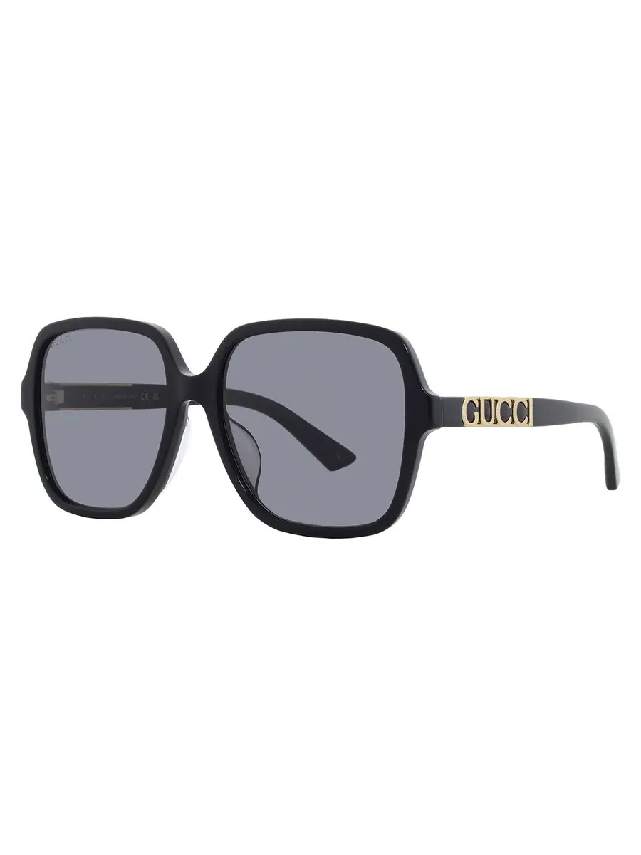 Женские солнцезащитные очки Gucci Grey Square GG1189SA 002 59 — изображение 2 из 5, серый/черный