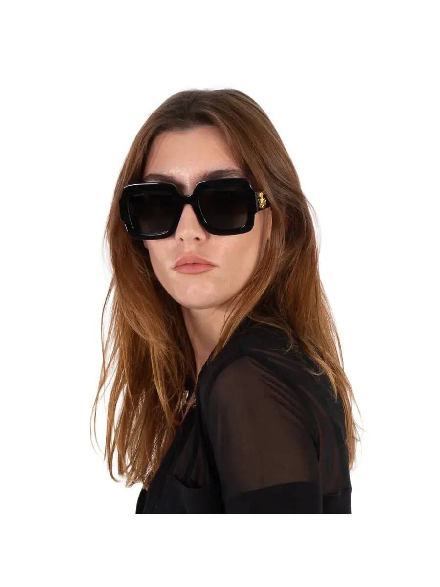 Женские солнцезащитные очки Gucci Grey Square GG1547S 001 50 — изображение 2 из 6, черный