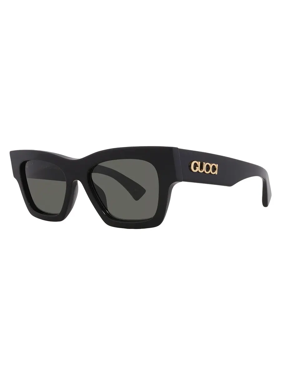 Женские солнцезащитные очки Gucci серого квадратного цвета GG1835S 001 52 — изображение 2 из 5, черный