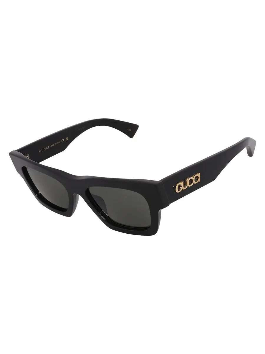 Женские солнцезащитные очки Gucci серого квадратного цвета GG1835S 001 52 — изображение 3 из 5, черный