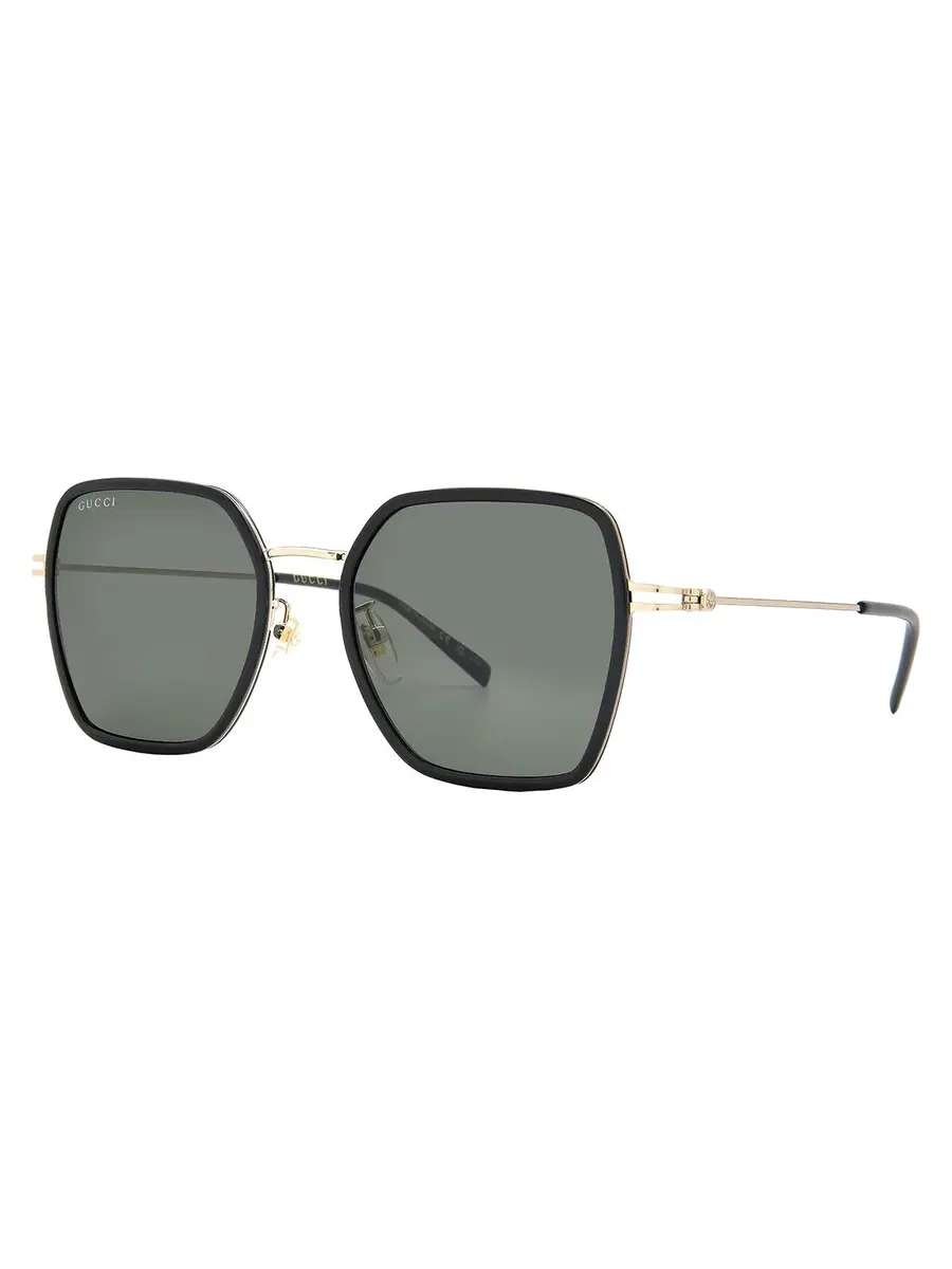 Женские солнцезащитные очки Gucci Grey Square GG1850SA 001 53, черный/золотой — изображение 2 из 5, черный/золотистый