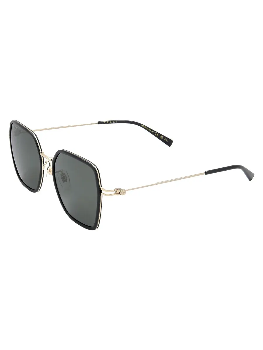 Женские солнцезащитные очки Gucci Grey Square GG1850SA 001 53, черный/золотой — изображение 4 из 5, черный/золотистый