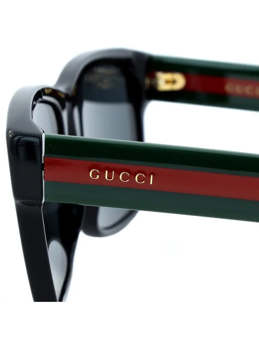 Мужские солнцезащитные очки Gucci Grey Square GG0340S 006 58 — изображение 4 из 6, черный