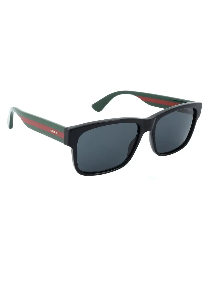 Мужские солнцезащитные очки Gucci Grey Square GG0340S 006 58 — изображение 5 из 6, черный