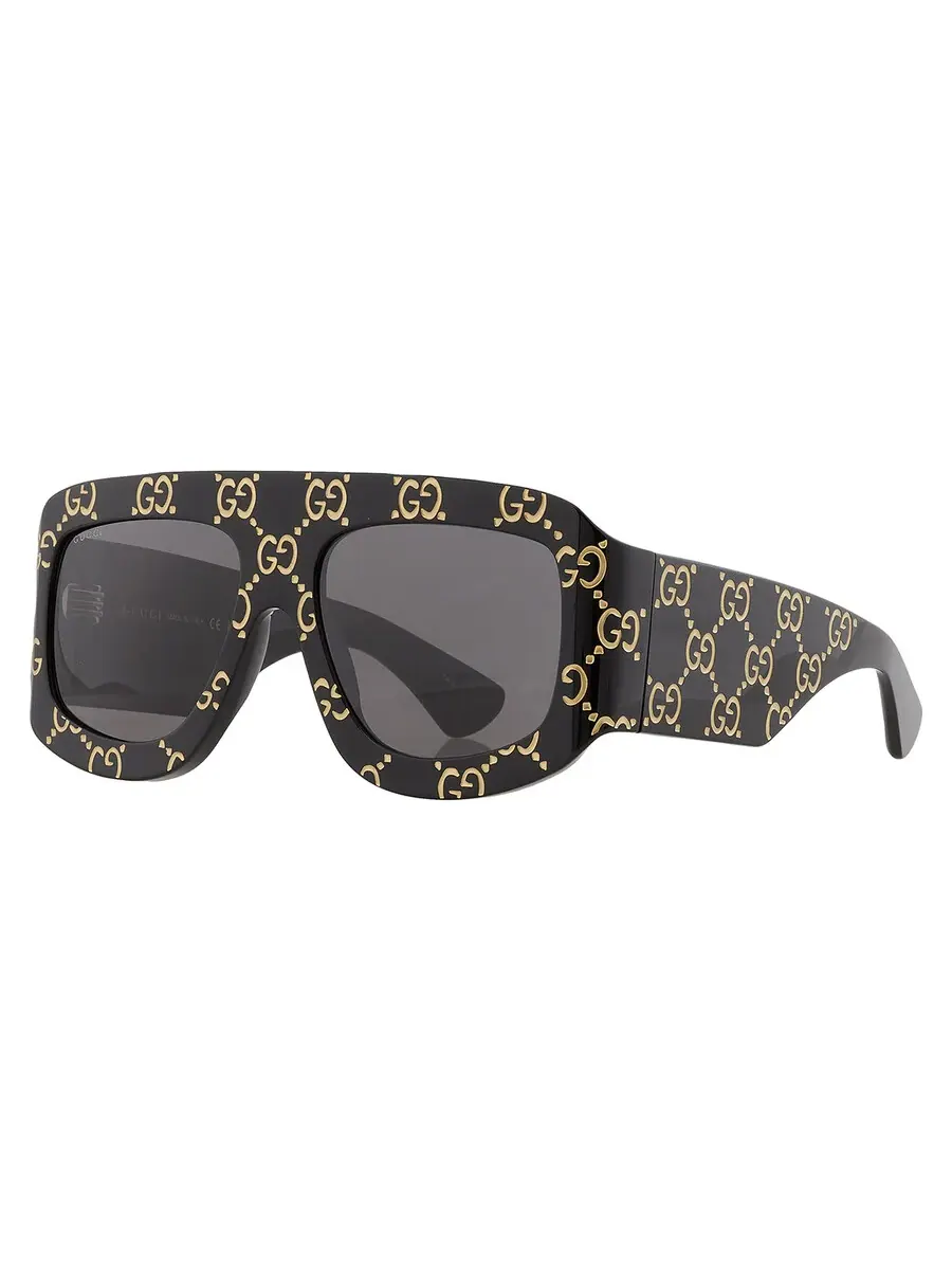 Мужские солнцезащитные очки Gucci Grey Square GG0983S 004 59 — изображение 3 из 6, черный