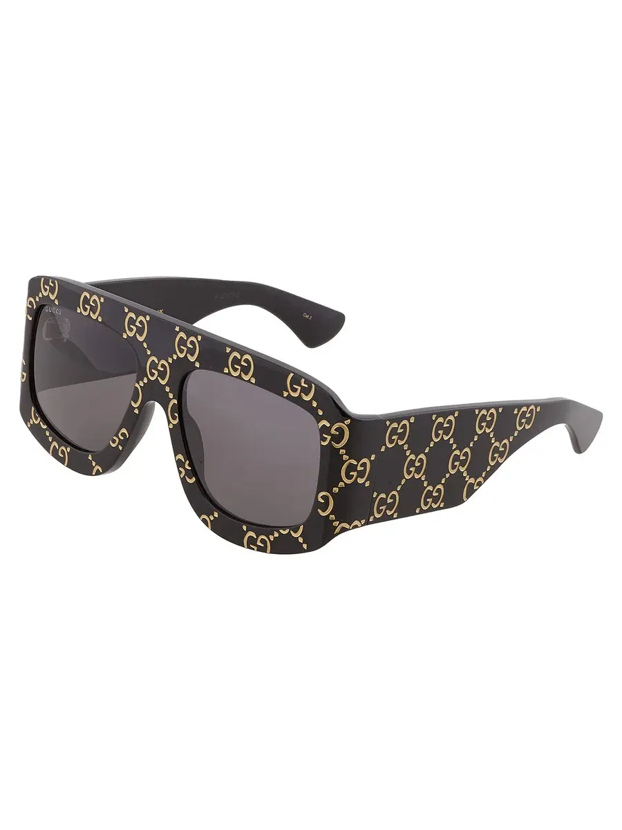 Мужские солнцезащитные очки Gucci Grey Square GG0983S 004 59 — изображение 4 из 6, черный