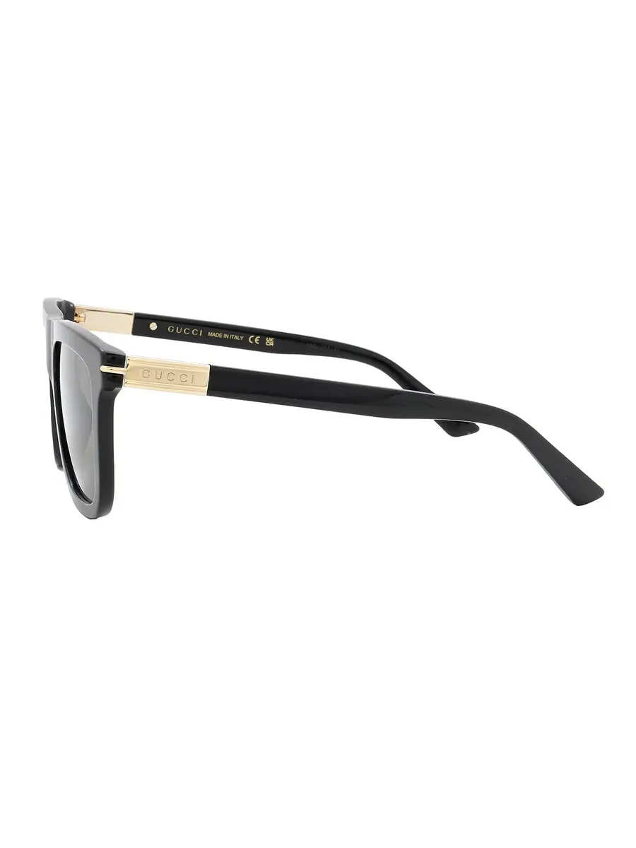 Мужские солнцезащитные очки Gucci серого квадратного цвета GG1502S 001 54 — изображение 3 из 5, черный