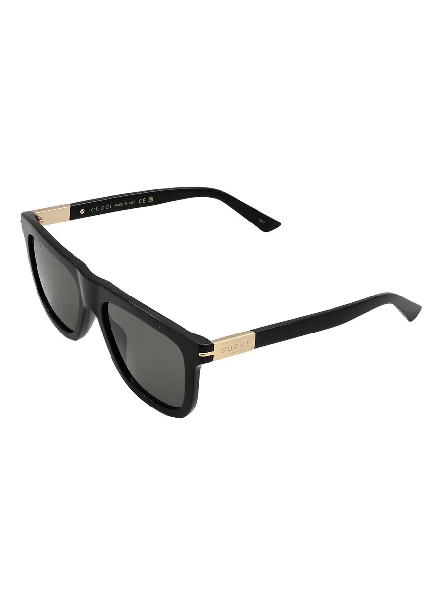 Мужские солнцезащитные очки Gucci серого квадратного цвета GG1502S 001 54 — изображение 4 из 5, черный