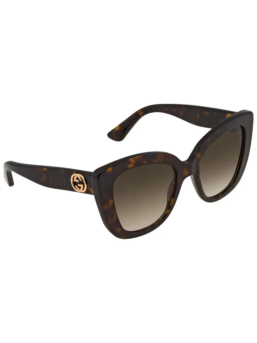 Женские солнцезащитные очки Gucci светло-коричневые с бабочкой GG0327S 002 52 — изображение 3 из 5, коричневый