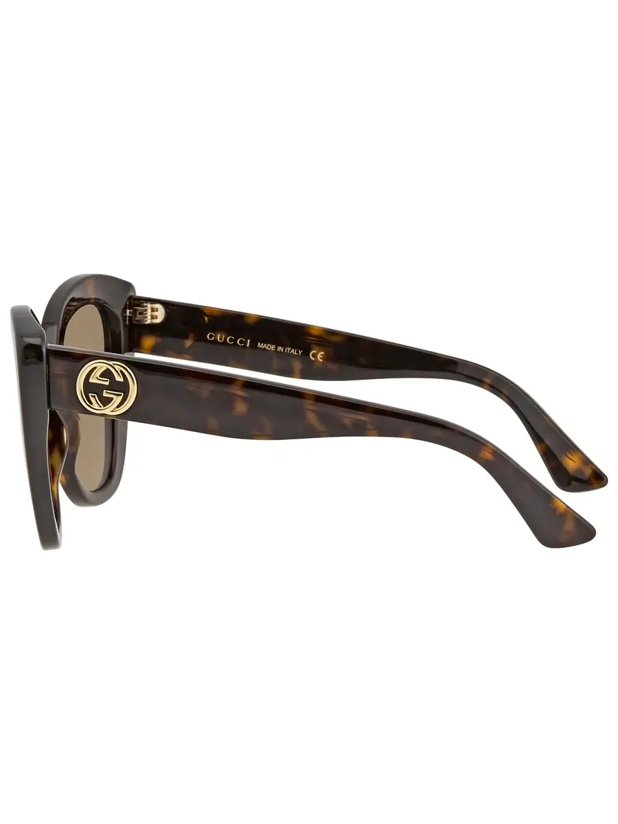Женские солнцезащитные очки Gucci светло-коричневые с бабочкой GG0327S 002 52 — изображение 4 из 5, коричневый