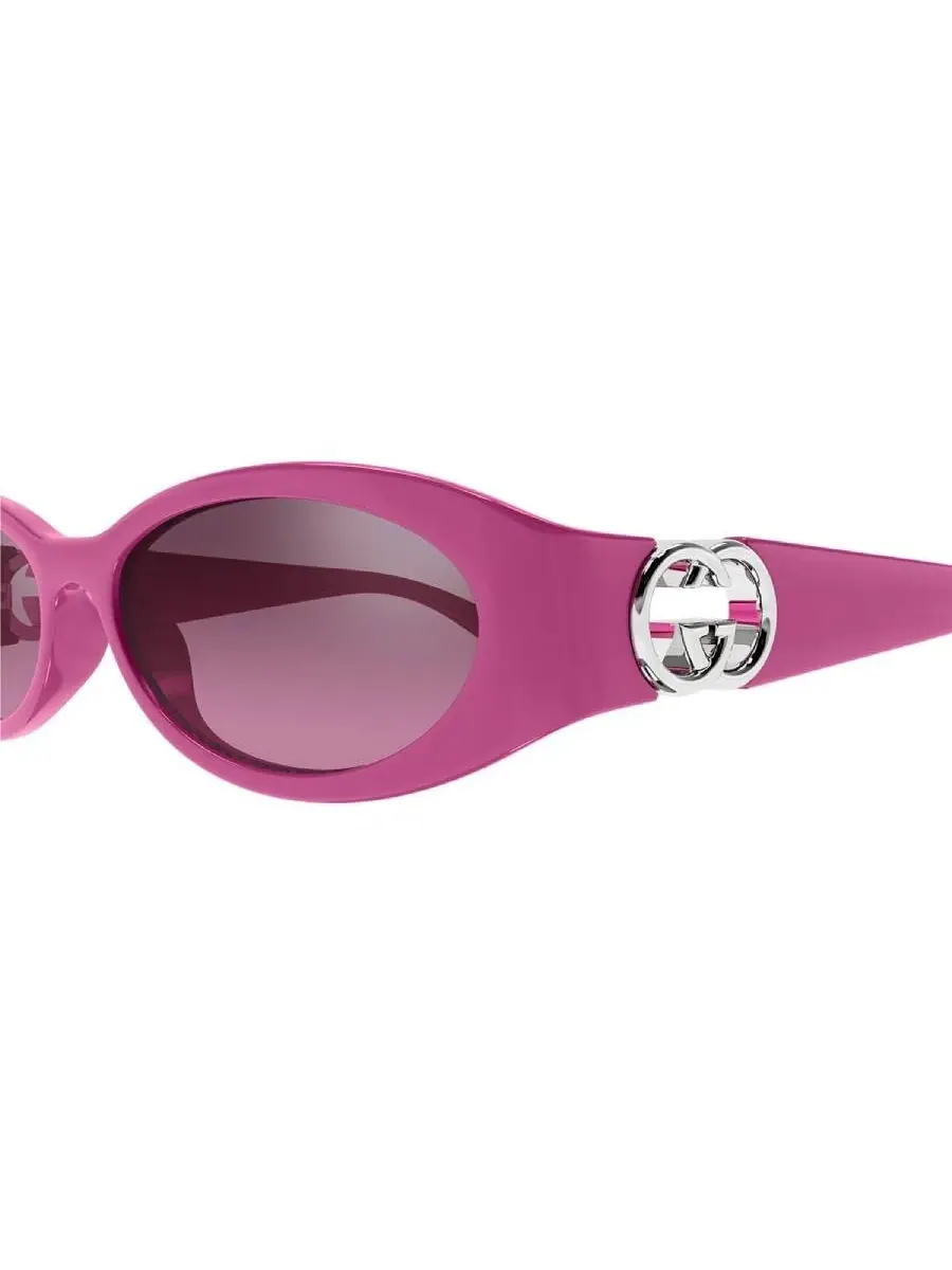 Женские солнцезащитные очки Gucci Pink Mirror Gradient Oval GG1660S 003 54 — изображение 3 из 4, фуксия