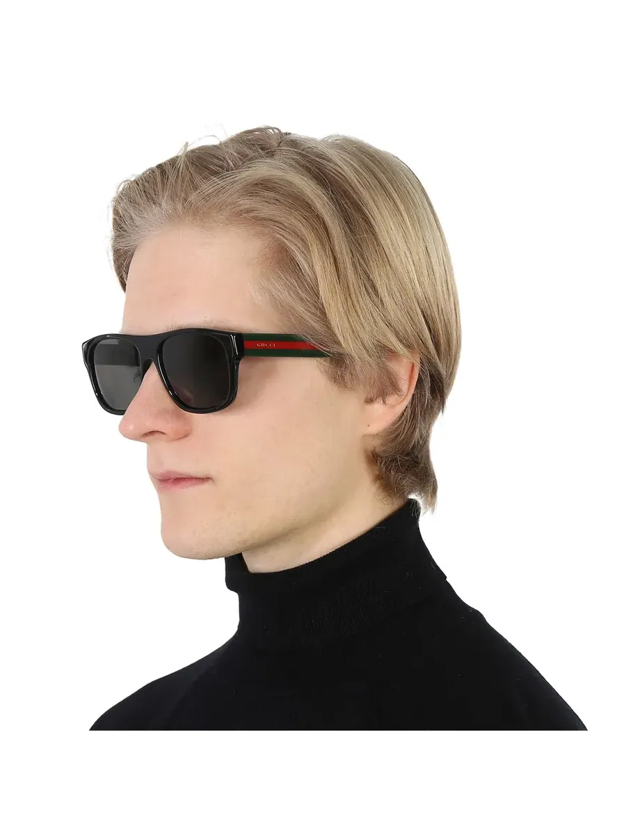 Мужские солнцезащитные очки Gucci поляризованные серые квадратные GG0341S 002 56 — изображение 2 из 5, серый