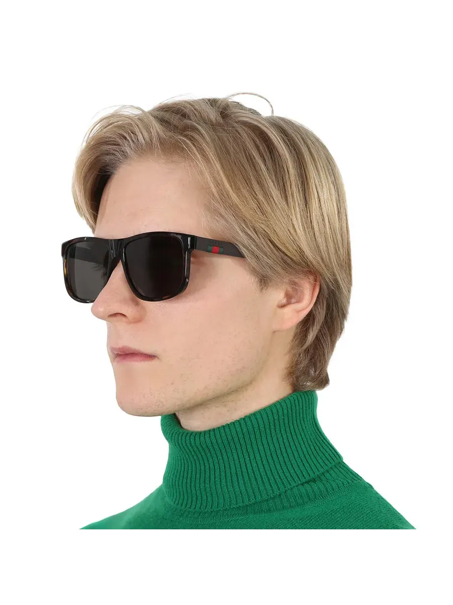 Мужские солнцезащитные очки Gucci Polarized Grey Square GG0010S 003 58 — изображение 2 из 5, серый