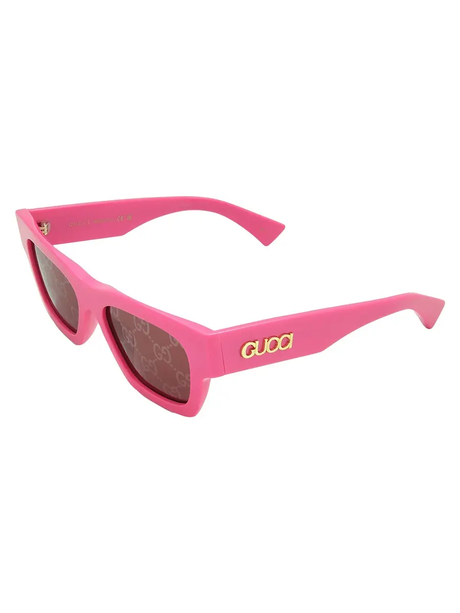 Женские солнцезащитные очки Gucci с красным логотипом, квадратной формы, GG1835S 004 52 — изображение 4 из 5, фуксия