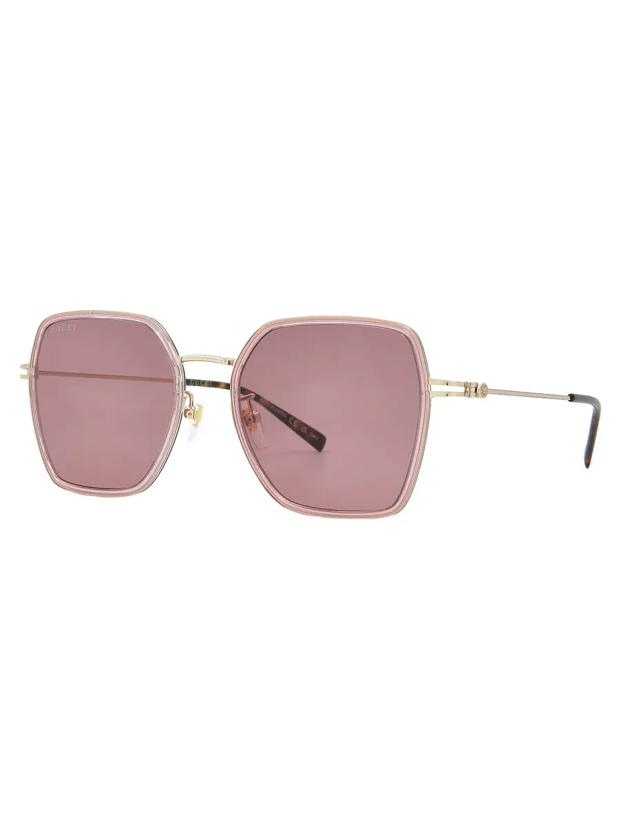 Женские солнцезащитные очки Gucci Red Square GG1850SA 004 53, розовый/золотой — изображение 2 из 5, розовый/золотистый