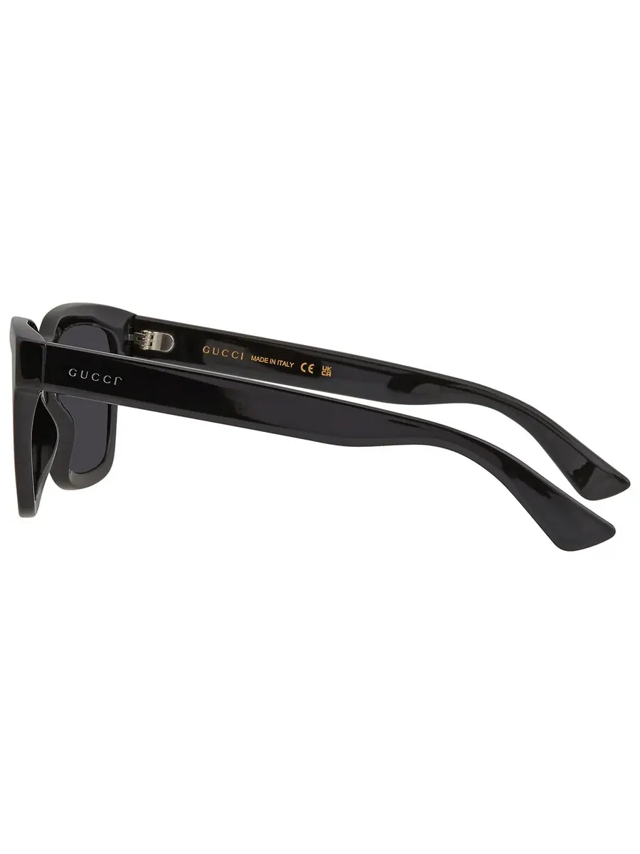 Мужские солнцезащитные очки Gucci Smoke Square GG0001SN 001 52 — изображение 4 из 5, черный