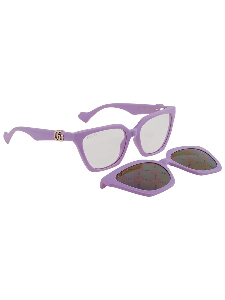 Солнцезащитные очки Gucci Violet Logo с клипсой в форме «кошачий глаз» для женщин GG1542S 002 55 — изображение 4 из 8