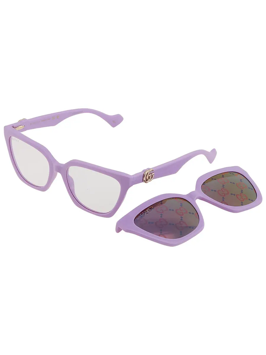 Солнцезащитные очки Gucci Violet Logo с клипсой в форме «кошачий глаз» для женщин GG1542S 002 55 — изображение 7 из 8