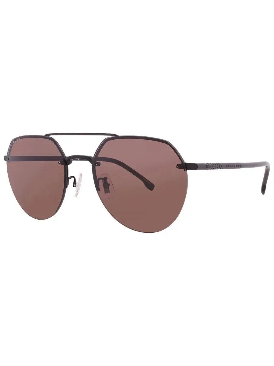 Мужские солнцезащитные очки Hugo Boss коричневого цвета "Пилот" BOSS 1142/F/S 0003/70 59 — изображение 2 из 5, черный