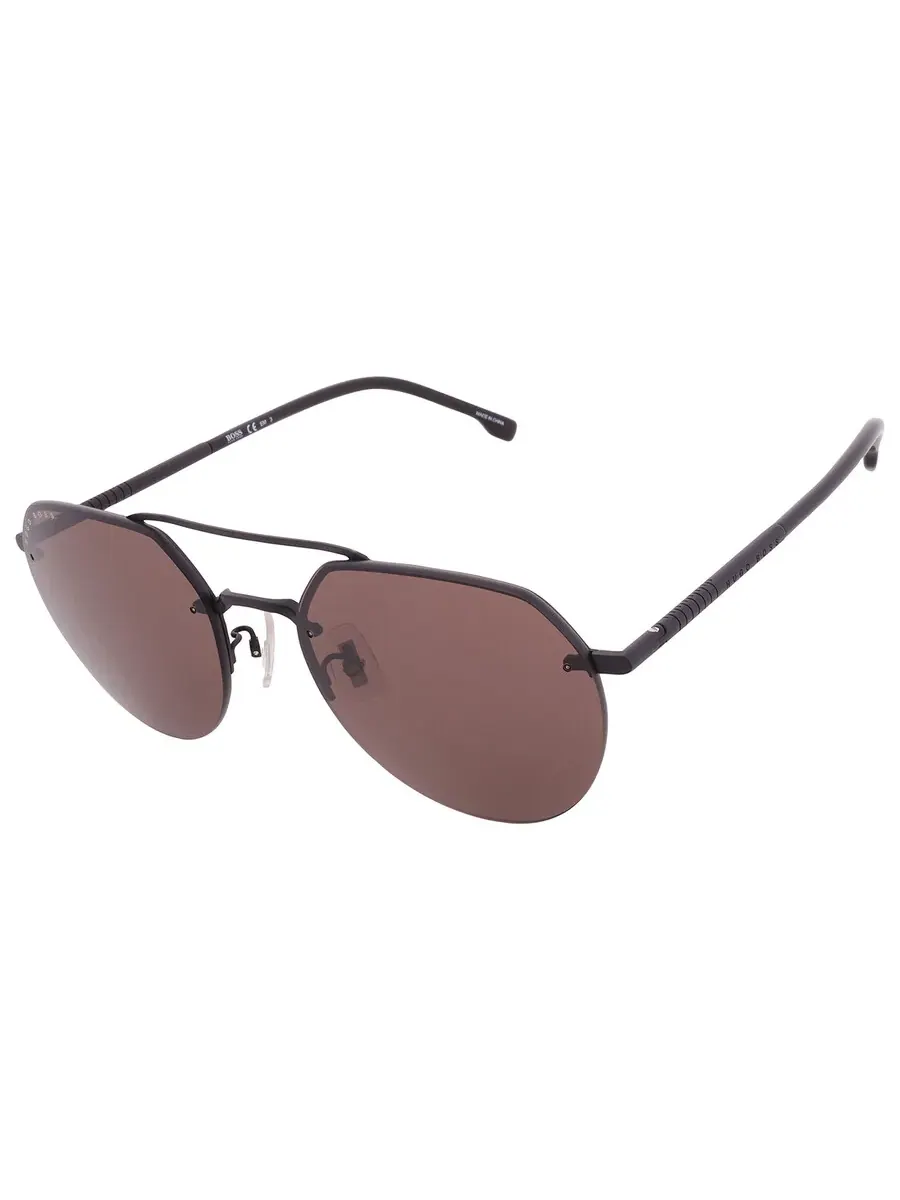 Мужские солнцезащитные очки Hugo Boss коричневого цвета "Пилот" BOSS 1142/F/S 0003/70 59 — изображение 3 из 5, черный