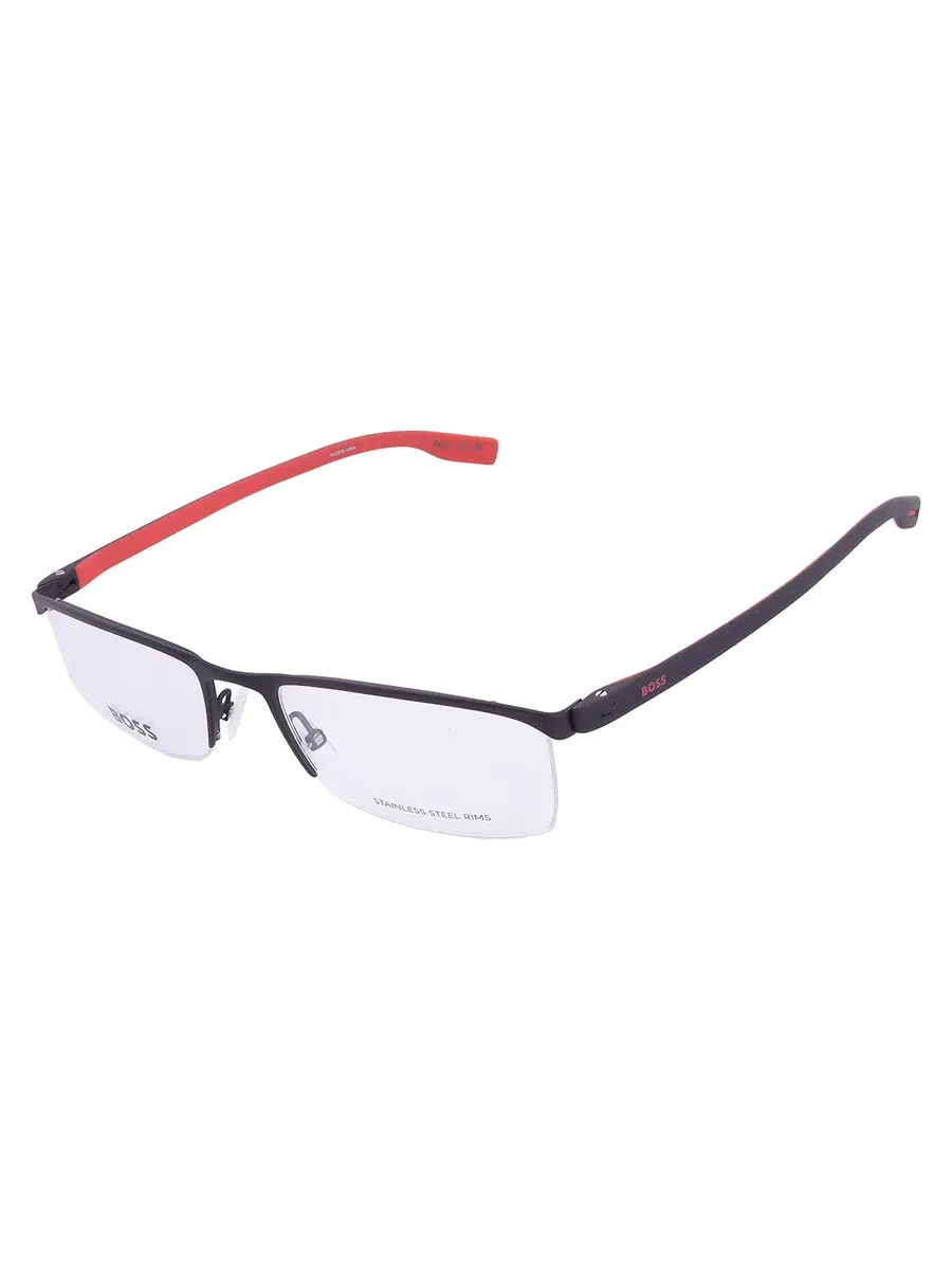 Демонстрационные прямоугольные мужские очки Hugo Boss BOSS 0610/N 0BLX 55 — изображение 3 из 5, черный/красный