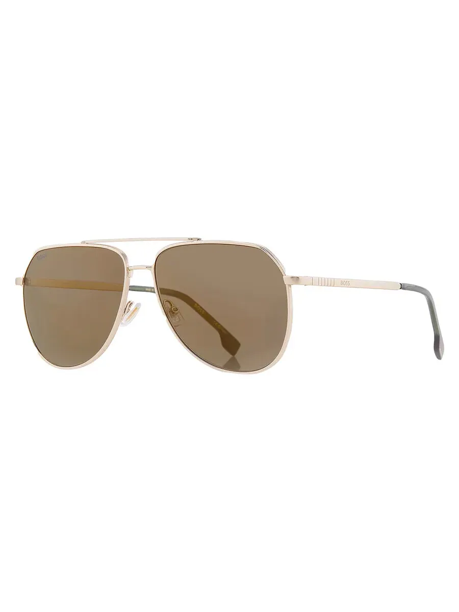 Мужские солнцезащитные очки Hugo Boss Gold Antireflex Pilot BOSS 1447/O/S 0J5G/WM 61 — изображение 2 из 5, золото