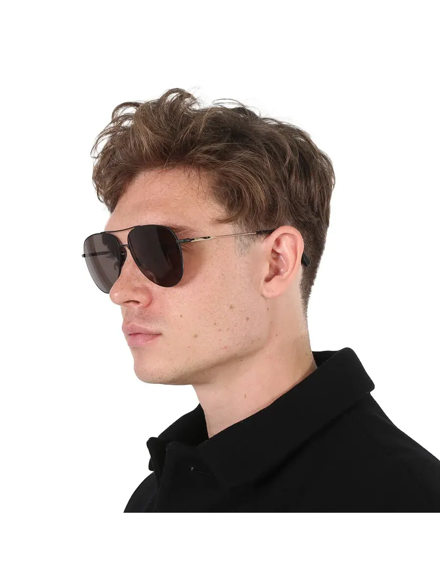 Мужские солнцезащитные очки Hugo Boss серого цвета "пилот" BOSS 1558/O/F/S 0I46/IR 63, черный/золотой — изображение 2 из 6