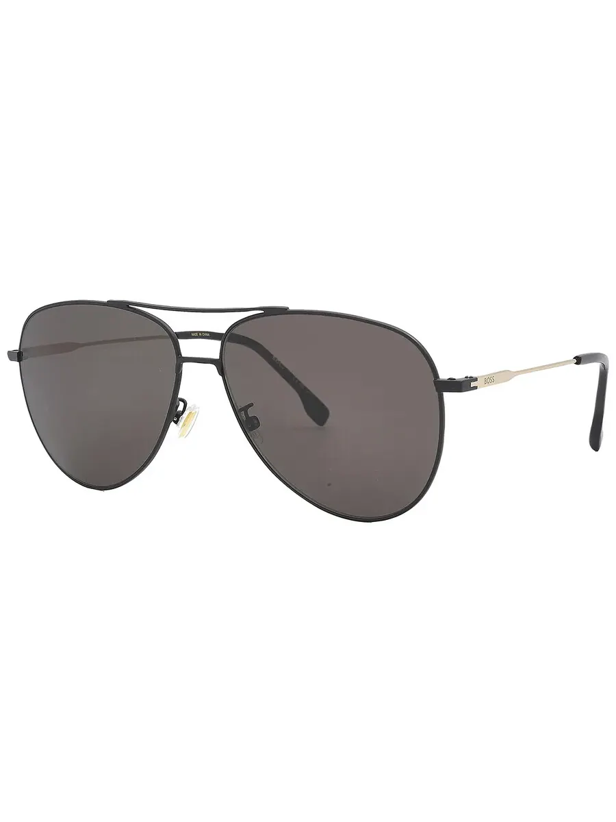 Мужские солнцезащитные очки Hugo Boss серого цвета "пилот" BOSS 1558/O/F/S 0I46/IR 63, черный/золотой — изображение 3 из 6