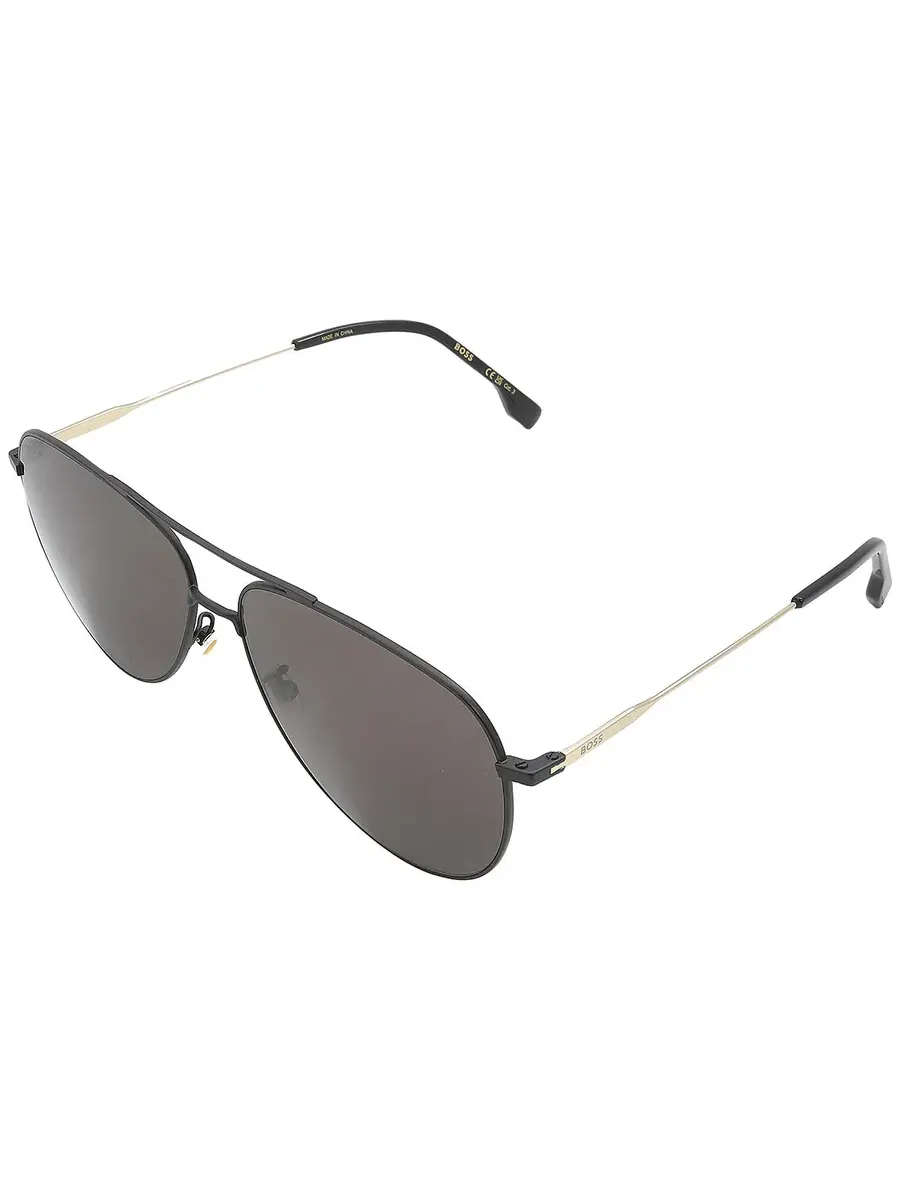 Мужские солнцезащитные очки Hugo Boss серого цвета "пилот" BOSS 1558/O/F/S 0I46/IR 63, черный/золотой — изображение 5 из 6