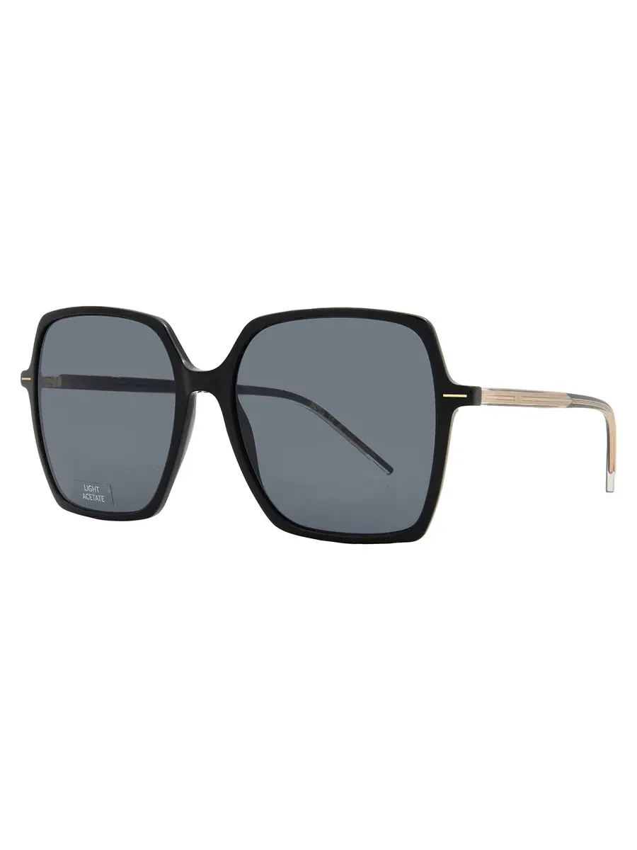 Женские солнцезащитные очки Hugo Boss Grey Square BOSS 1524/S 0807/IR 57 — изображение 2 из 5, черный