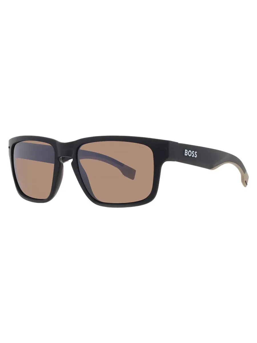 Мужские поляризованные солнцезащитные очки Hugo Boss BOSS 1497/S 0087/6A 55, коричневые квадратные — изображение 2 из 5