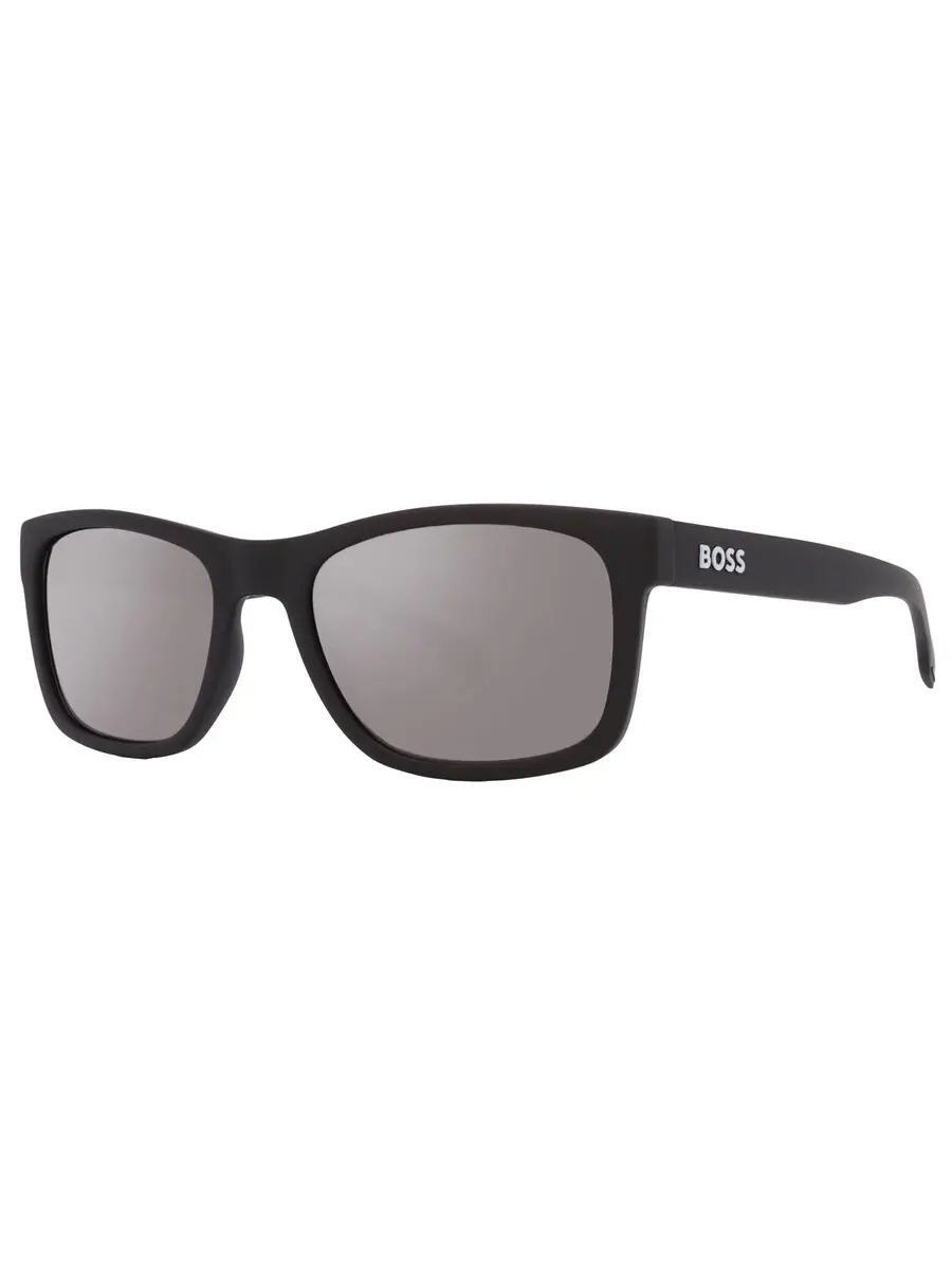Мужские солнцезащитные очки Hugo Boss Silver Mirror Square BOSS 1569/S 0003/T4 55 — изображение 3 из 6, черный