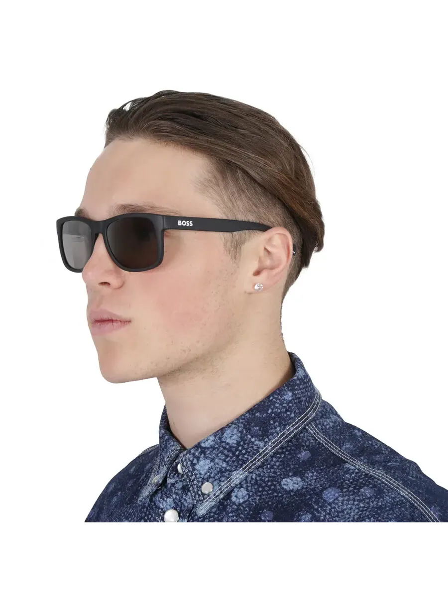 Мужские солнцезащитные очки Hugo Boss Silver Square BOSS 1568/S 0003/T4 55 — изображение 2 из 6, черный