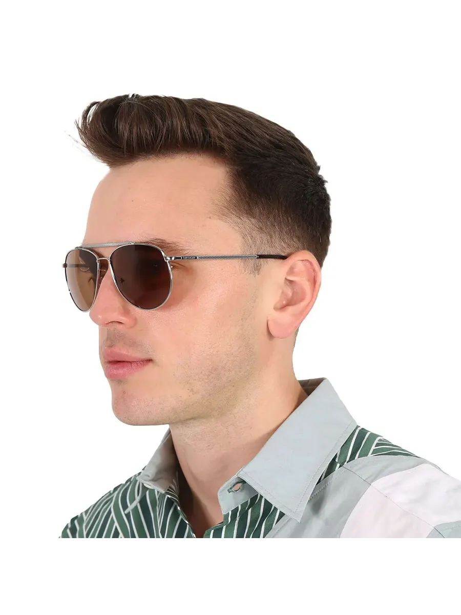 Солнцезащитные очки Lacoste Brown Pilot унисекс L177S 033 57 — изображение 2 из 4, коричневый