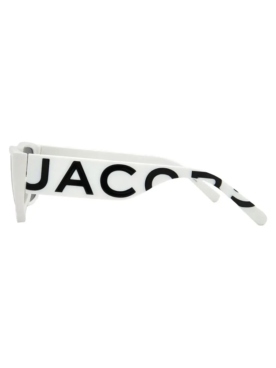 Серые унисекс солнцезащитные очки Marc Jacobs Browline MARC LOGO 096/S 0CCP/IR 57 — изображение 3 из 5, белый