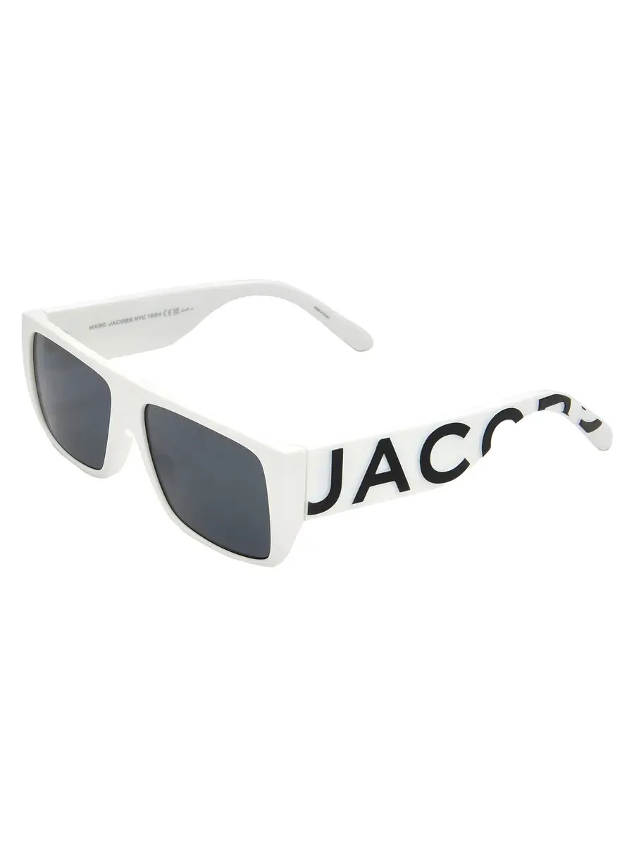 Серые унисекс солнцезащитные очки Marc Jacobs Browline MARC LOGO 096/S 0CCP/IR 57 — изображение 4 из 5, белый