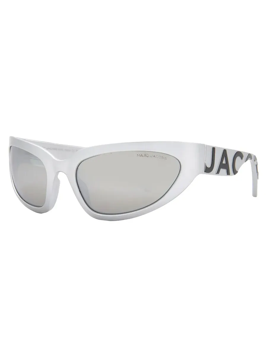 Женские солнцезащитные очки Marc Jacobs Silver Flash Mirror Wrap MARC 738/S 079D/T4 61 — изображение 2 из 5, серебряный