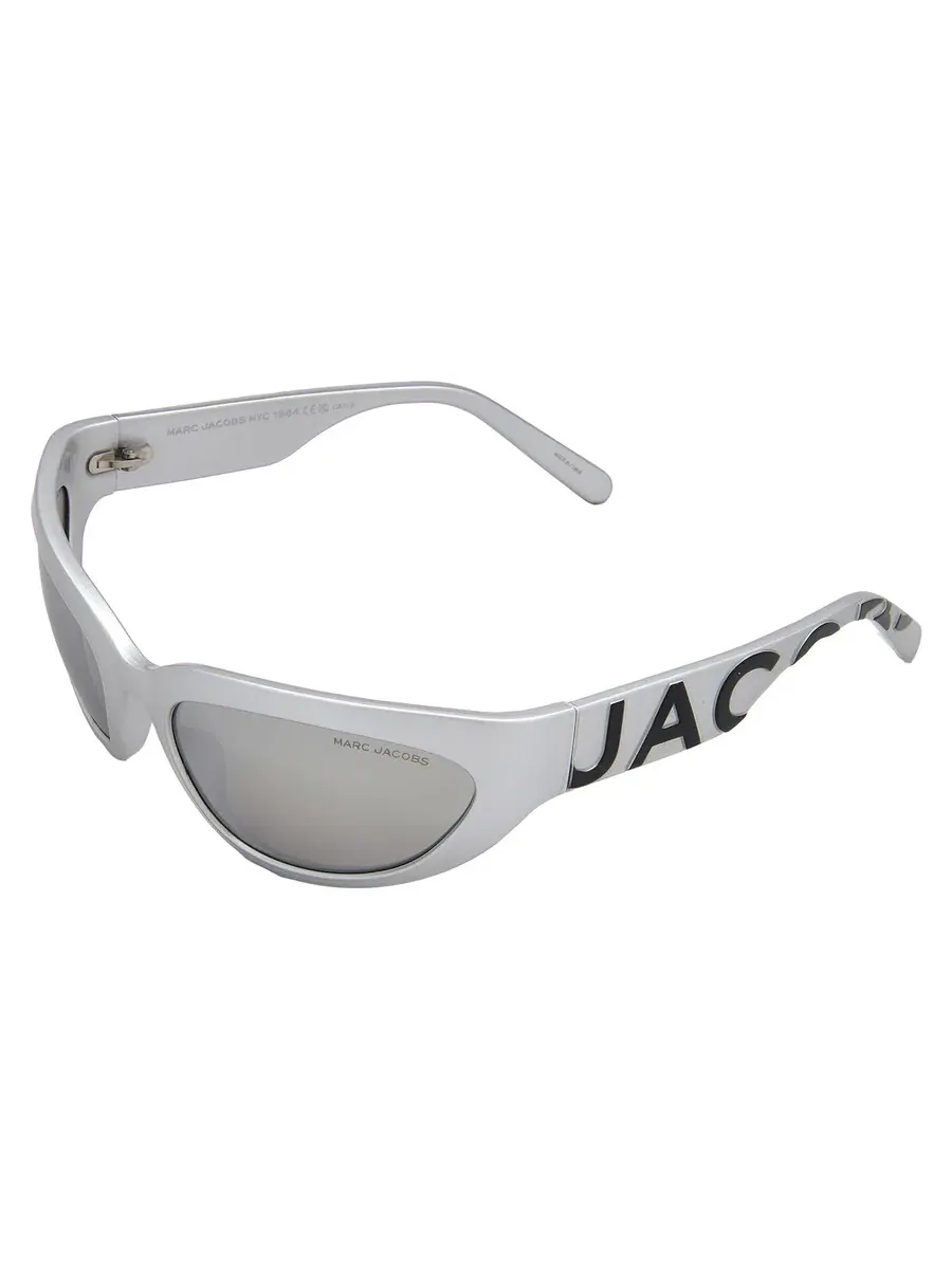 Женские солнцезащитные очки Marc Jacobs Silver Flash Mirror Wrap MARC 738/S 079D/T4 61 — изображение 4 из 5, серебряный