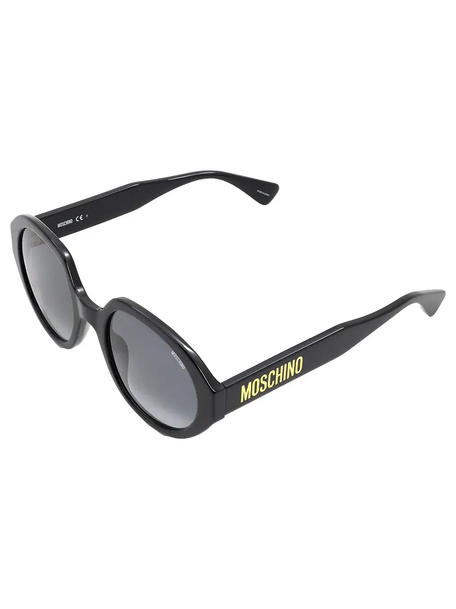 Женские солнцезащитные очки Moschino серого градиента, круглые, модель MOS126/S 0807/9O 53 — изображение 5 из 6, черный