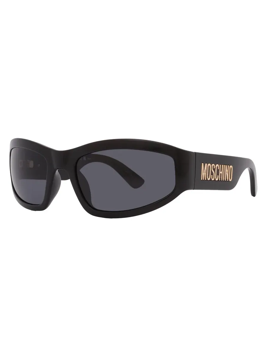 Мужские солнцезащитные очки Moschino Grey Wrap MOS164/S 0807/IR 55 — изображение 3 из 6, черный
