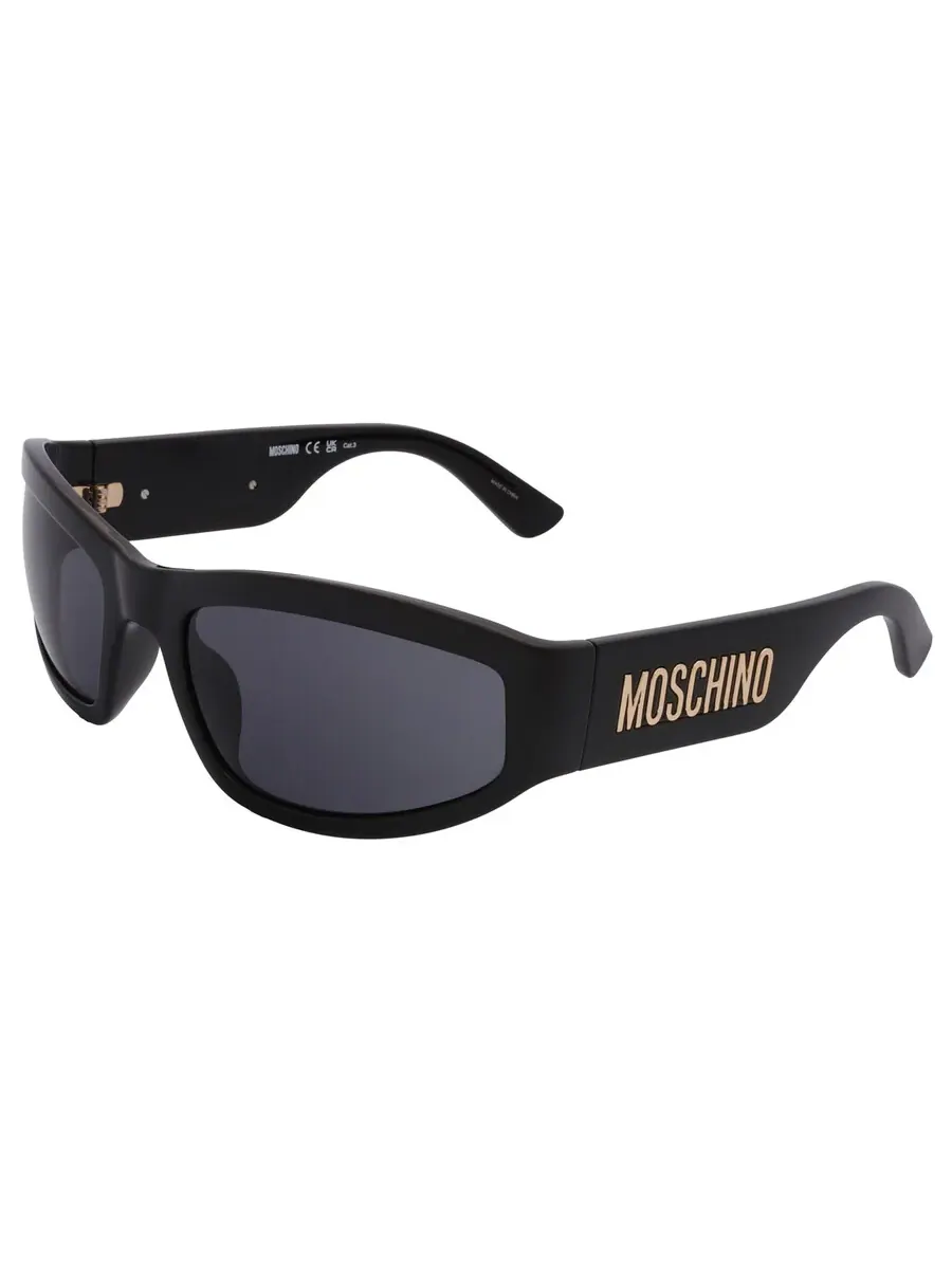 Мужские солнцезащитные очки Moschino Grey Wrap MOS164/S 0807/IR 55 — изображение 4 из 6, черный