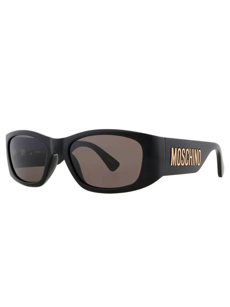 Серые овальные женские солнцезащитные очки Moschino MOS145/S 0807/IR 55 — изображение 2 из 5, черный