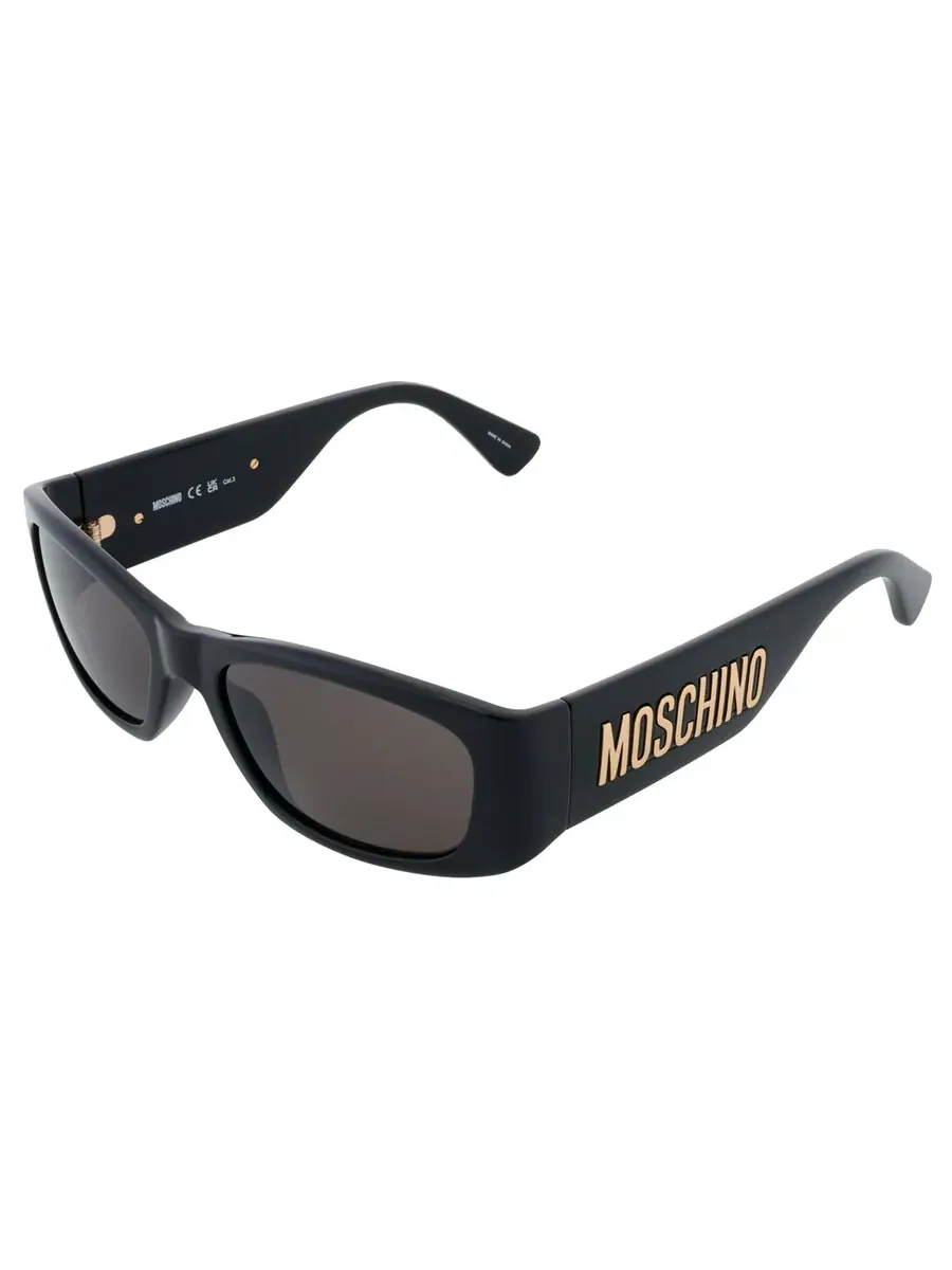 Серые овальные женские солнцезащитные очки Moschino MOS145/S 0807/IR 55 — изображение 3 из 5, черный