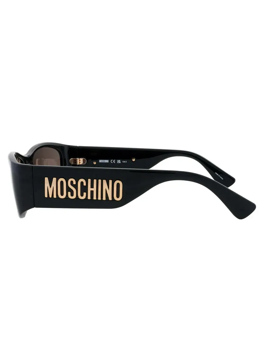 Серые овальные женские солнцезащитные очки Moschino MOS145/S 0807/IR 55 — изображение 4 из 5, черный