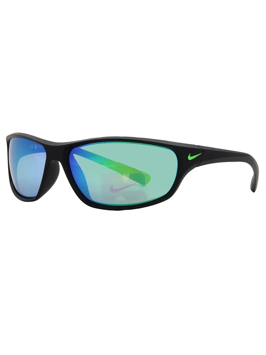 Мужские солнцезащитные очки Nike Green Mirror Wrap NIKE RABID FQ4765 003 63 — изображение 2 из 4, черный/серый