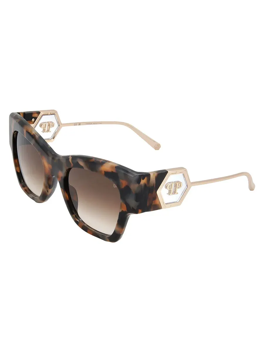 Женские солнцезащитные очки Philipp Plein Brown Gradient Butterfly SPP120M 0KHA 53 — изображение 4 из 4, хавана