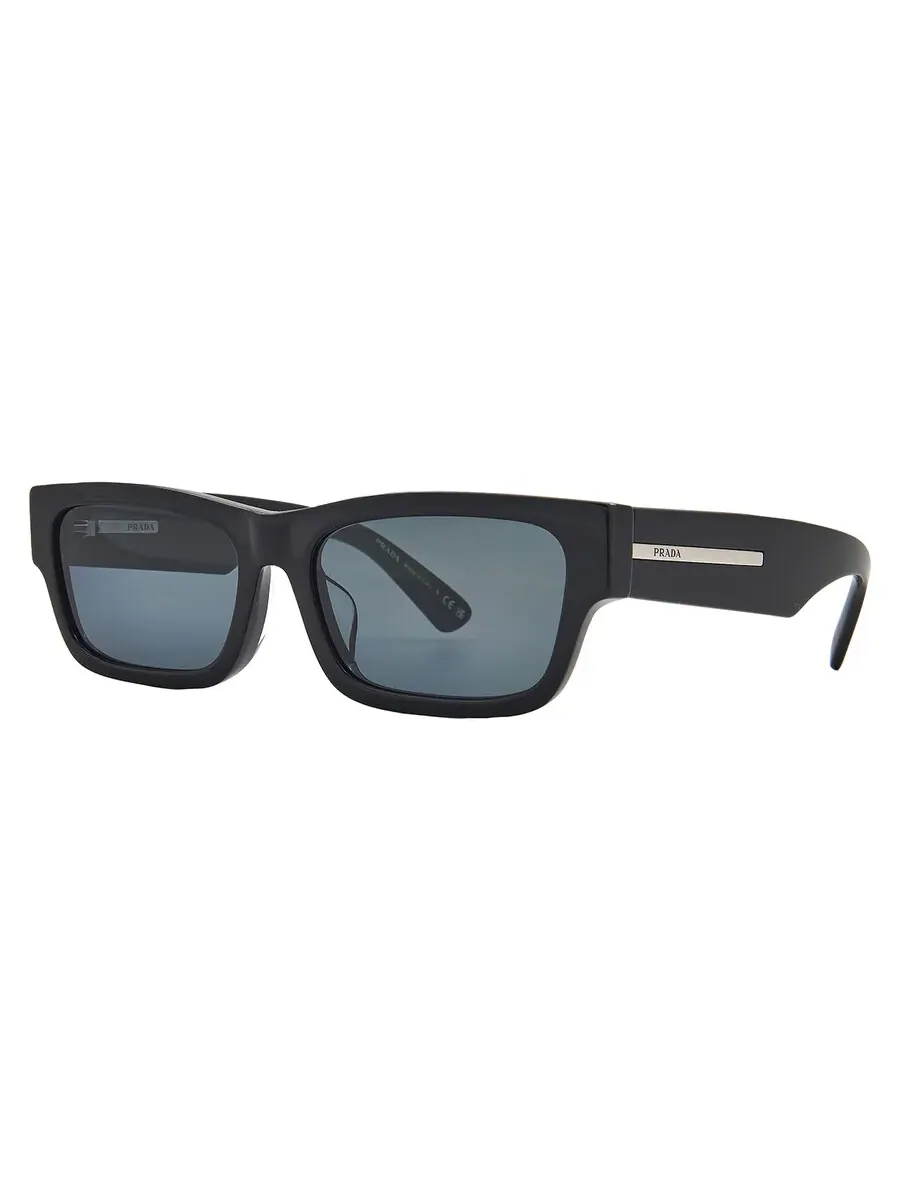 Мужские солнцезащитные очки Prada Blue Vintage прямоугольной формы PR A03SF 16K07T 58 — изображение 2 из 5, черный