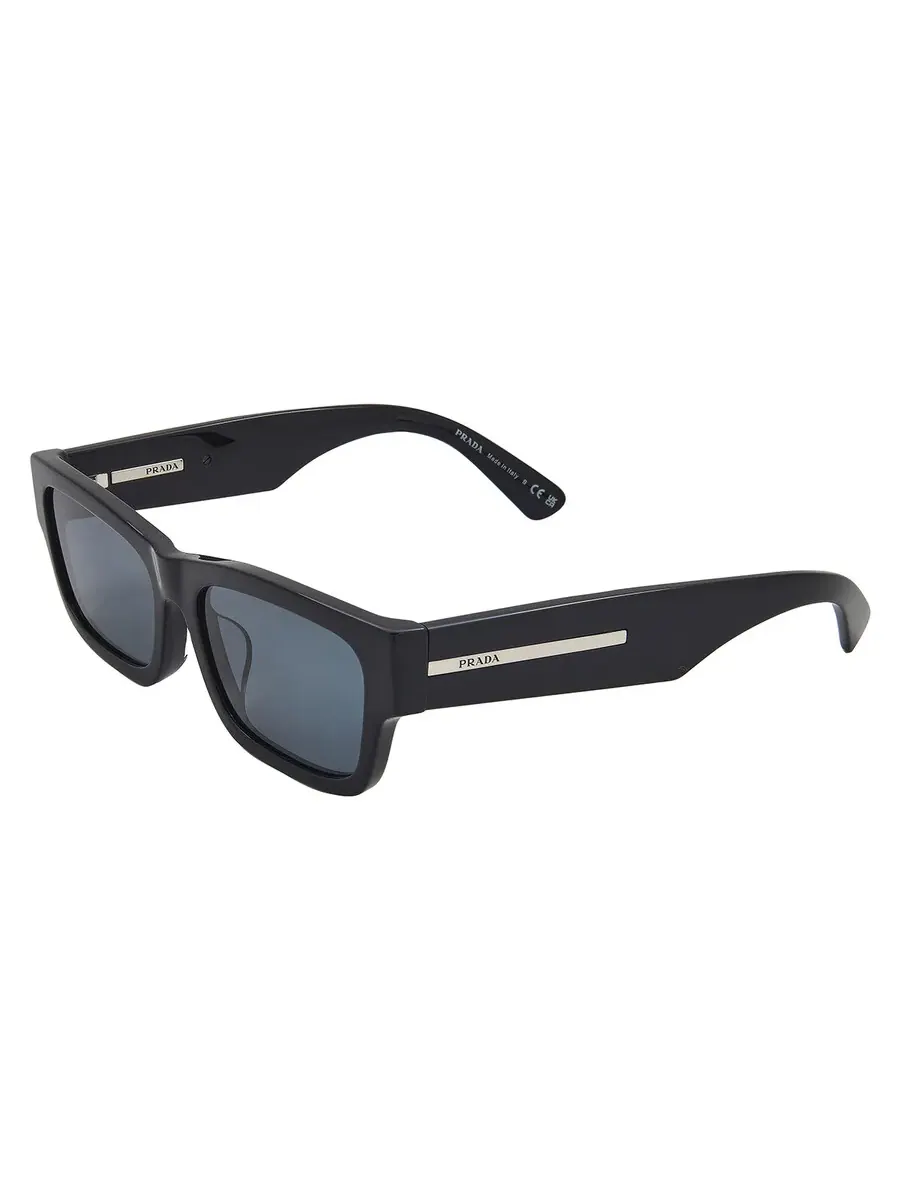 Мужские солнцезащитные очки Prada Blue Vintage прямоугольной формы PR A03SF 16K07T 58 — изображение 4 из 5, черный