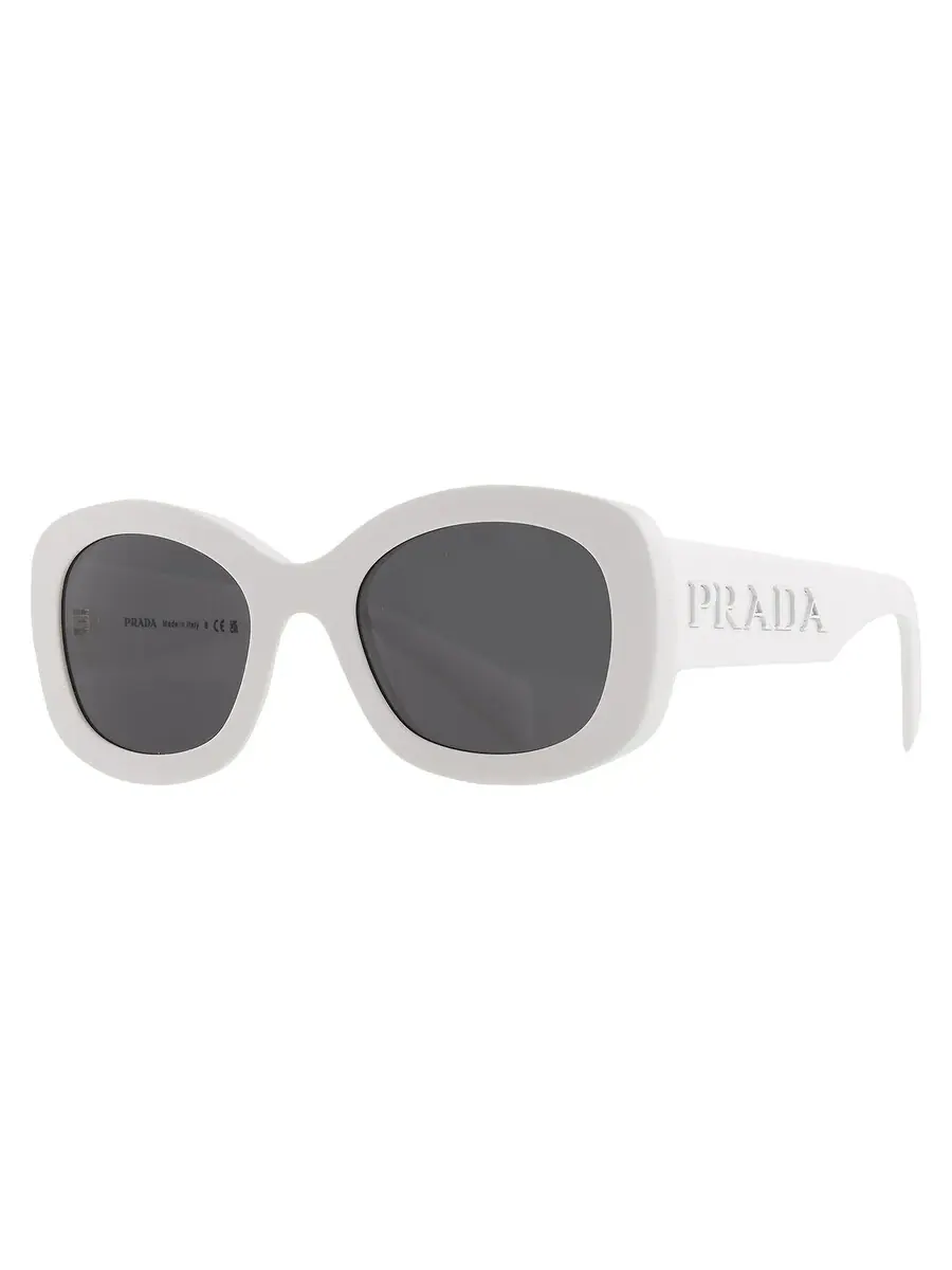 Солнцезащитные очки женские Prada темно-серые овальные PR A13S 1425S0 54 — изображение 2 из 5, белый