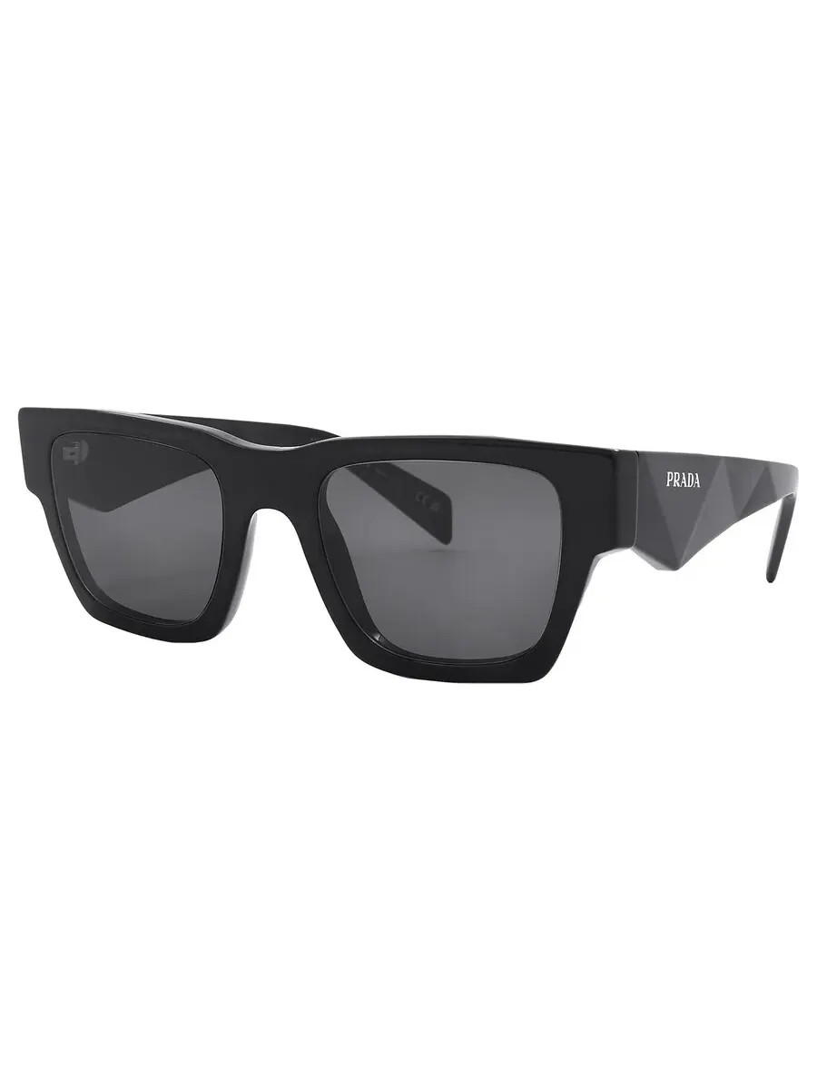 Мужские солнцезащитные очки Prada Grey Square PR A06S 16K08Z 50 — изображение 3 из 6, черный